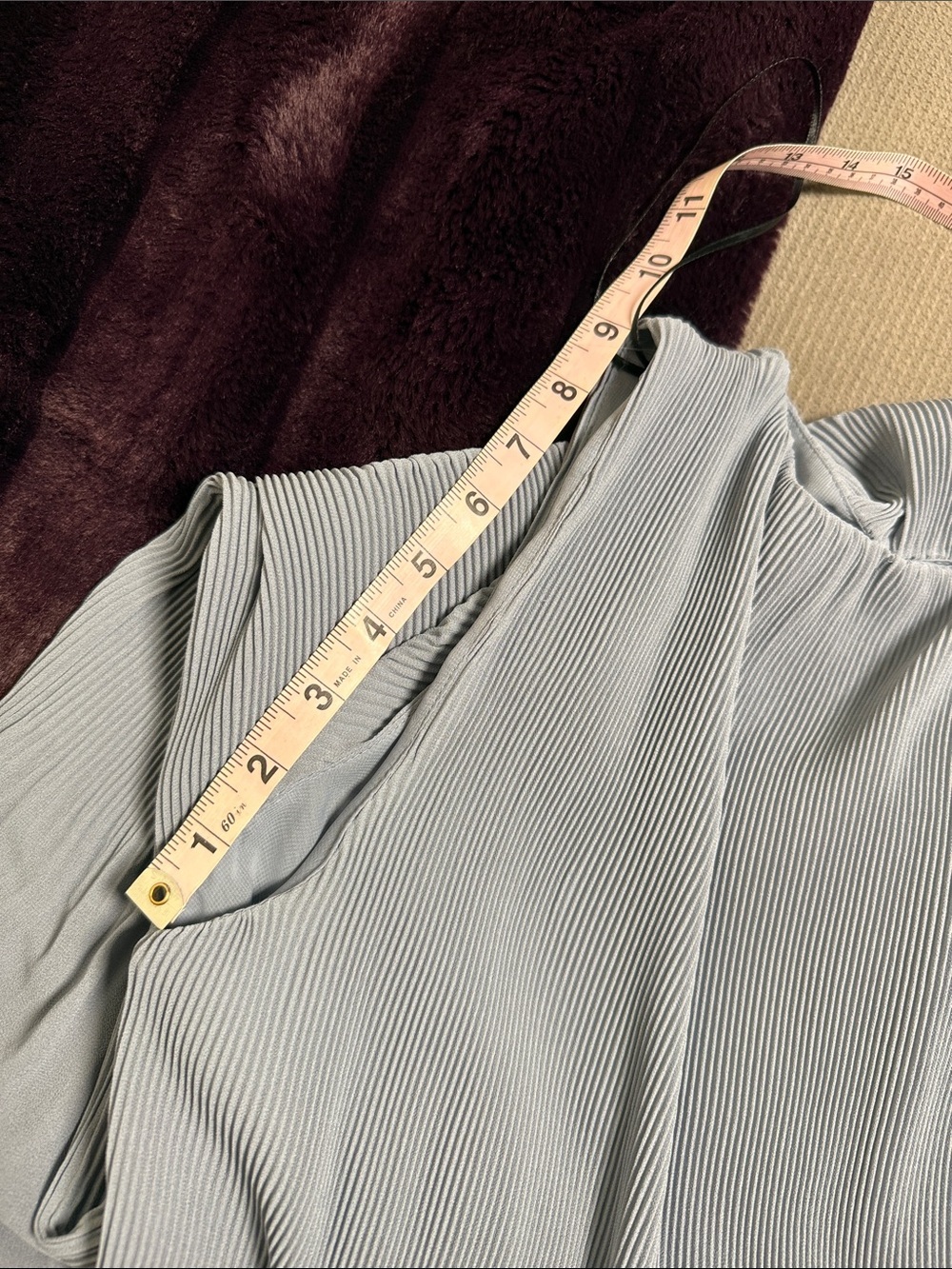 H&M Light Blue Pleated Hem Shift Dress Sleeveless Size M - Picture 9 of 10
